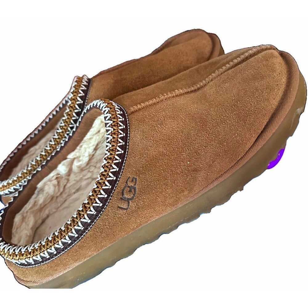 UGG Chestnut Tasman Slippers Shearling Suede Brown Cozy Slip On
